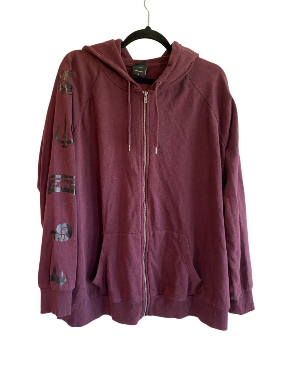 Torrid Disney Villains Evil Witches Club Maroon Zip-Up Hoodie 3 Cotton Blend